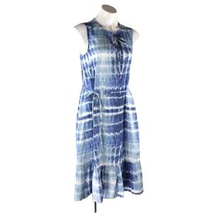 Beachlunchlounge XS Sleeveless Blue Tie Dye Lightweight‎ Casual Coverup Dress